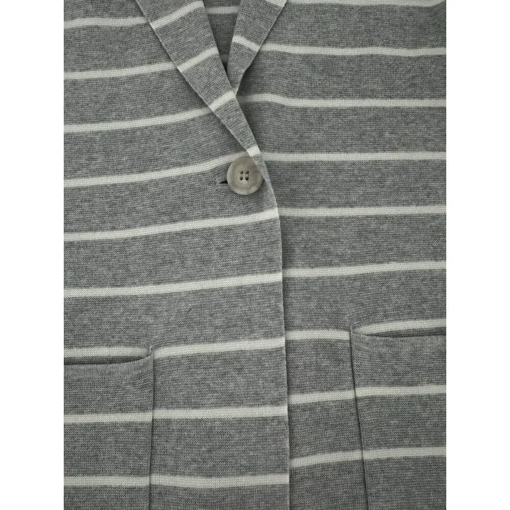 Kinross Cashmere Cardigan Blazer Knit Sz S Grey Notch Preppy Pockets Career $375 - Picture 5 of 10